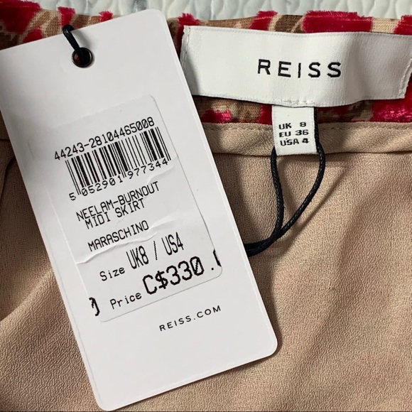 Reiss Neelam Burn-Out Detail Midi Flared Skirt - Picture 11 of 14